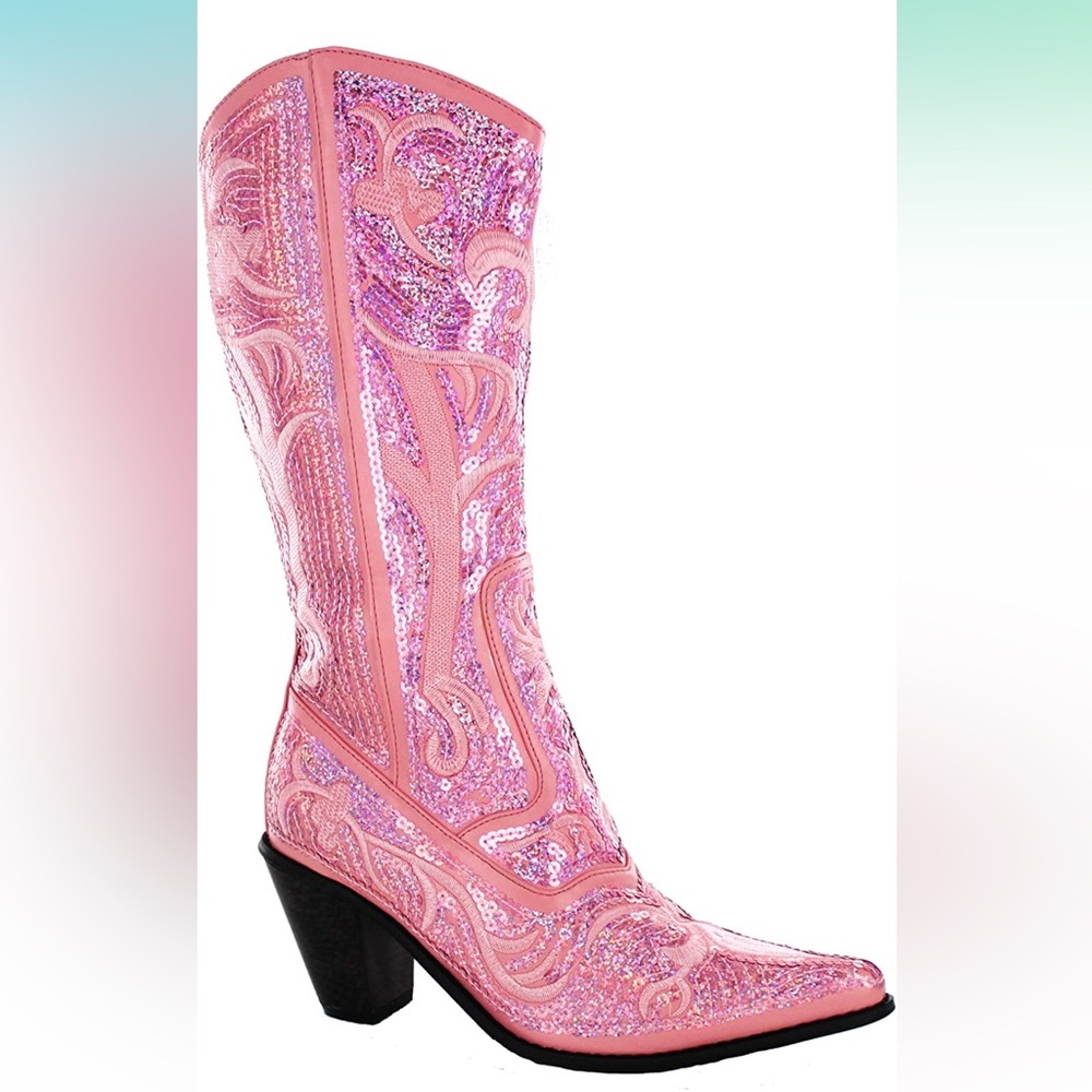 Pink Sequin Cowgirl Boots (Taylor Swift concert, bachelorette, birthday)